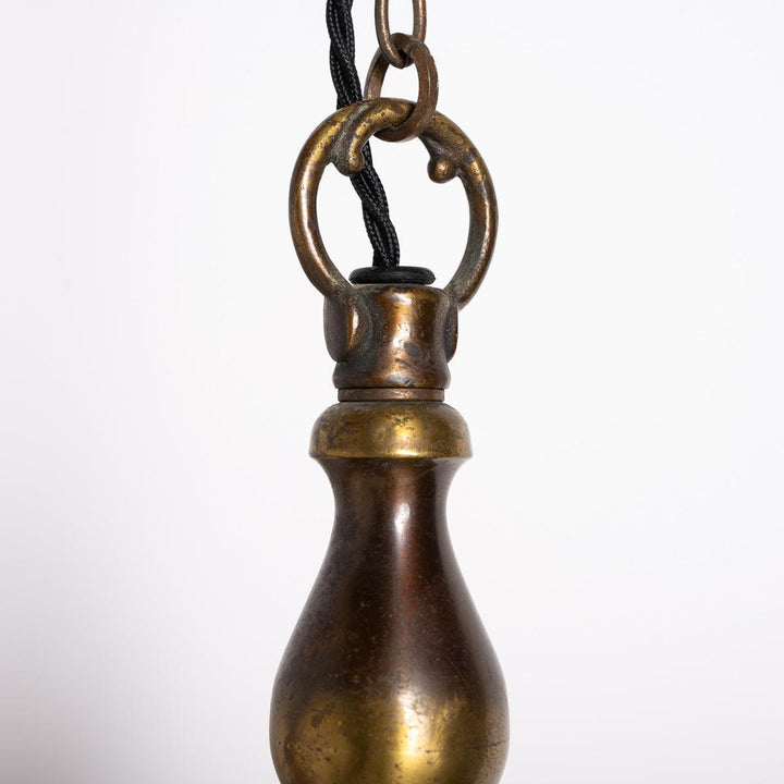 Antique Decorative Hexagonal Brass & Frosted Glass Hall Lantern by GEC