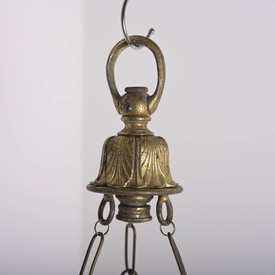 Antique F & C Osler Satin Crystal Plafonnier with Ram’s Head Details