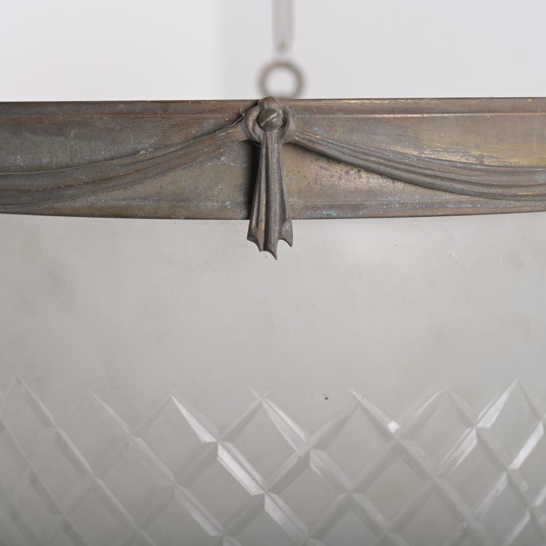 Antique F & C Osler Satin Crystal Plafonnier with Ram’s Head Details