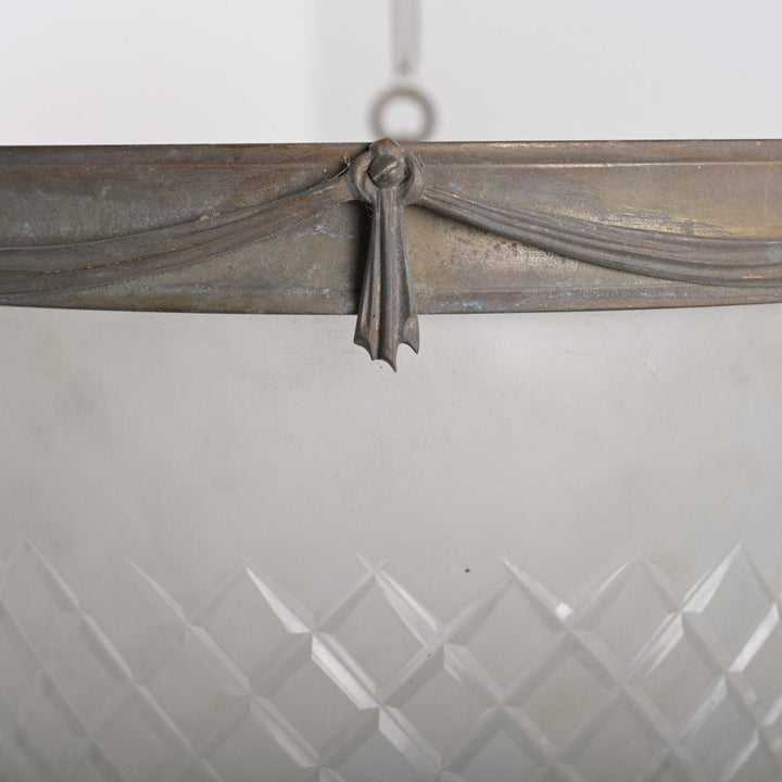 Antique F & C Osler Satin Crystal Plafonnier with Ram’s Head Details