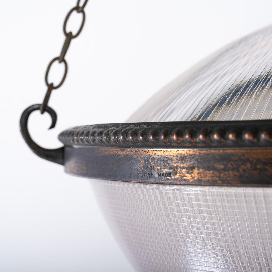 Antique Large 14 inch Holophane Stiletto Bowl Pendant Light