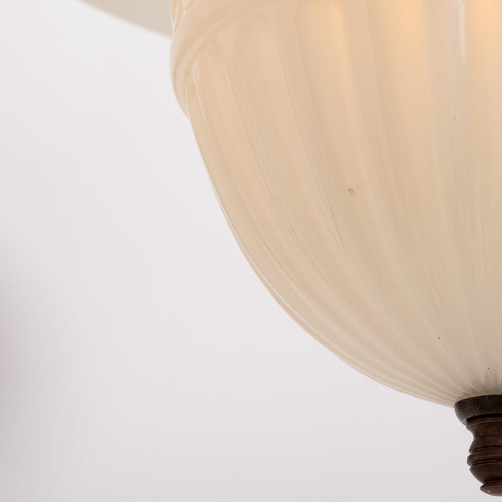 Antique Two Part Moonstone Glass "Peerlite" Pendant Light Fitting with Aged Brass Fittings