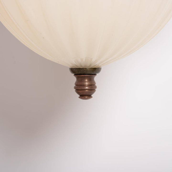 Antique Two Part Moonstone Glass "Peerlite" Pendant Light Fitting with Aged Brass Fittings
