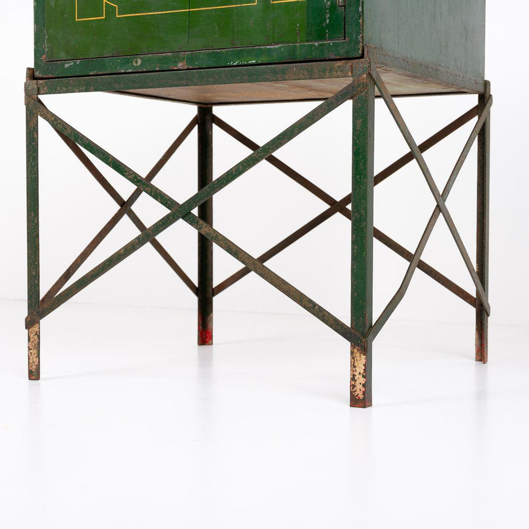 Art Deco Industrial Green Painted Steel Dead Cabinet from C H Whittingham