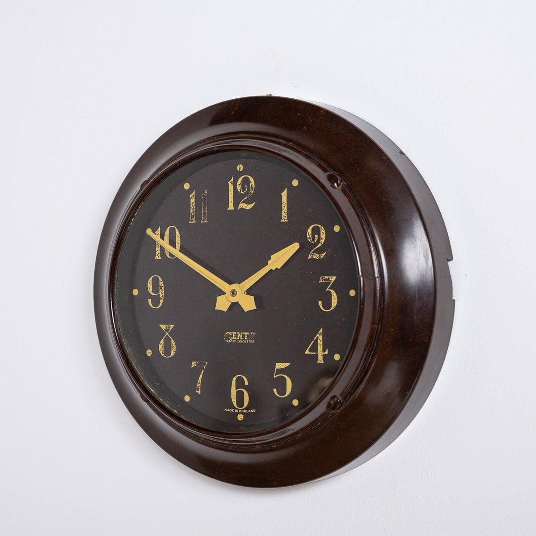 Art Deco Wall Clock in Bakelite Case by Gents of Leicester