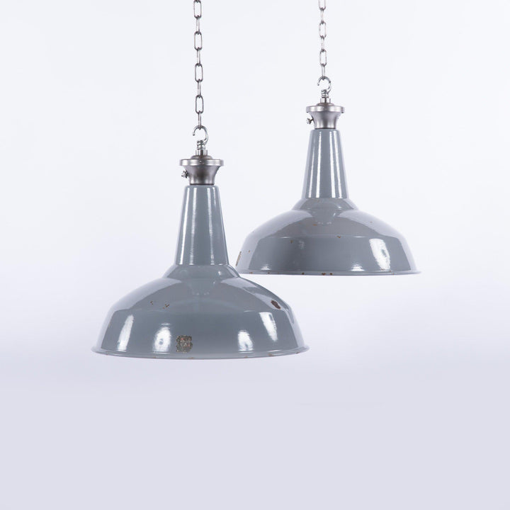 Benjamin Electric Industrial XL 20" Grey Enamel Factory Pendants