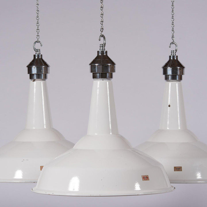 Benjamin Electric Industrial XL White Enamel Factory Lights