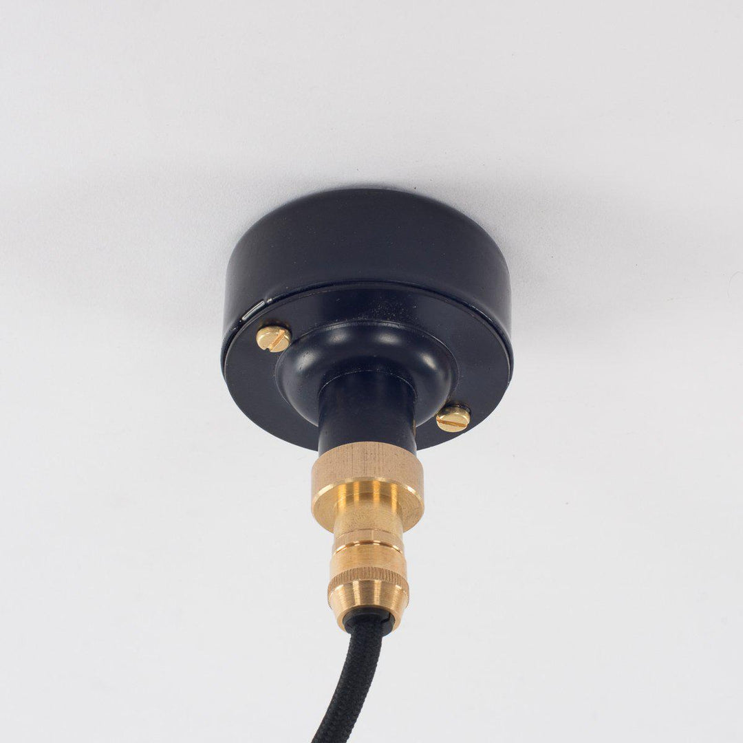 Black Enamelled Steel Industrial Ceiling Rose with Brass Cable Grip