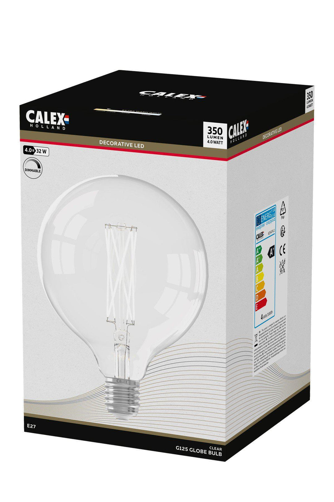 Calex 425474 | LED CLear Long Filament Bulb | E27 | G125 | 4W