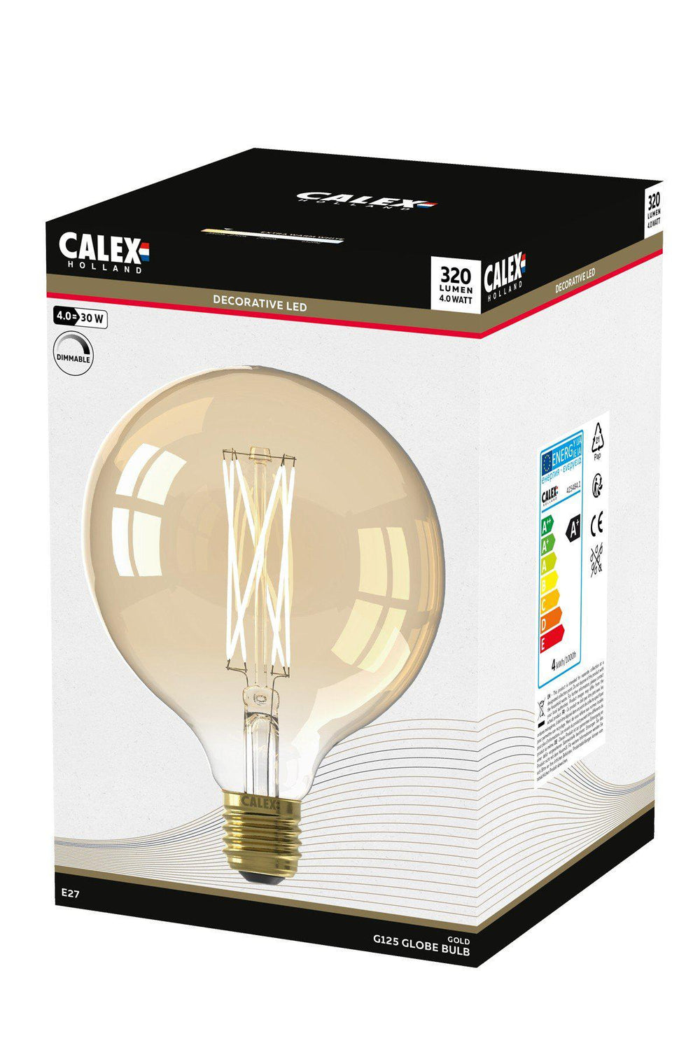 Calex 425484 | LED Gold Long Filament Bulb | E27 | G125 | 4W