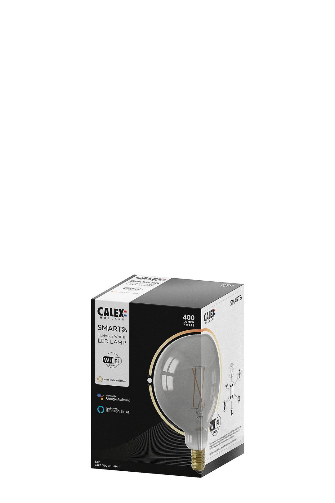 Calex 429108 | LED Smokey Globe Bulb | E27 | G125 | 7W | Smart Bulb