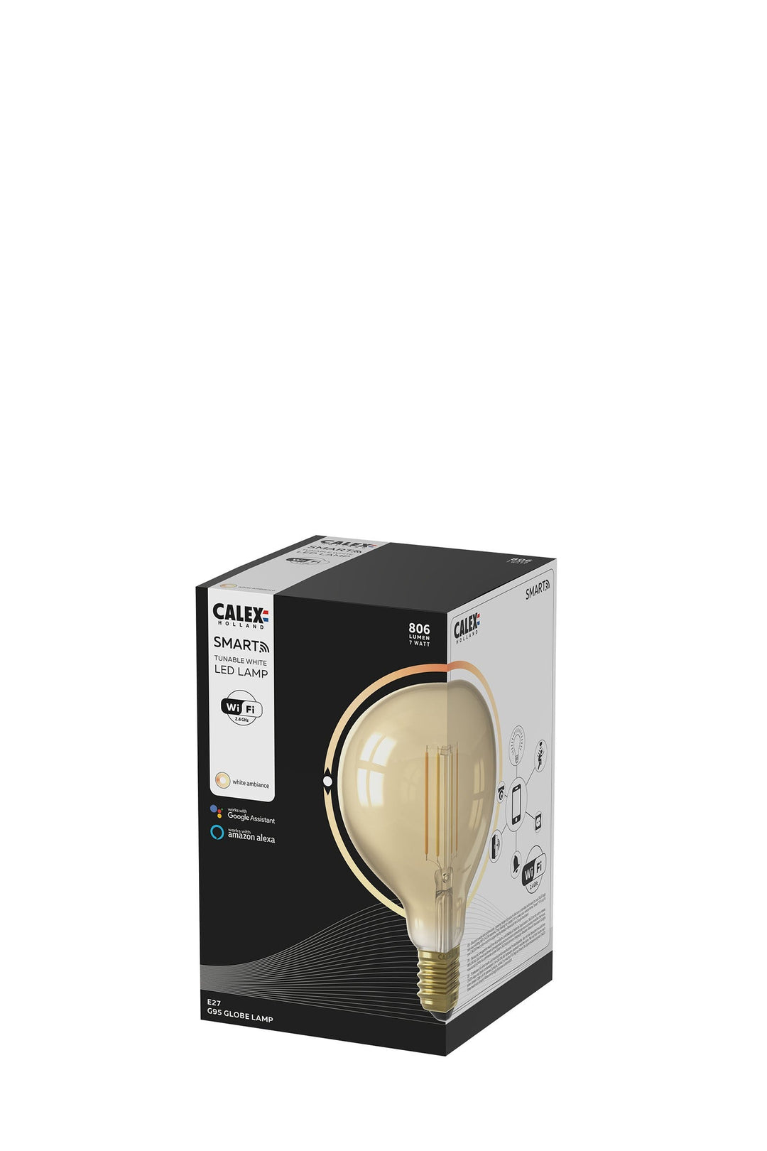 Calex 429114 Smart Globe LED Bulb | Gold Finish | G95 | E27 | 7W