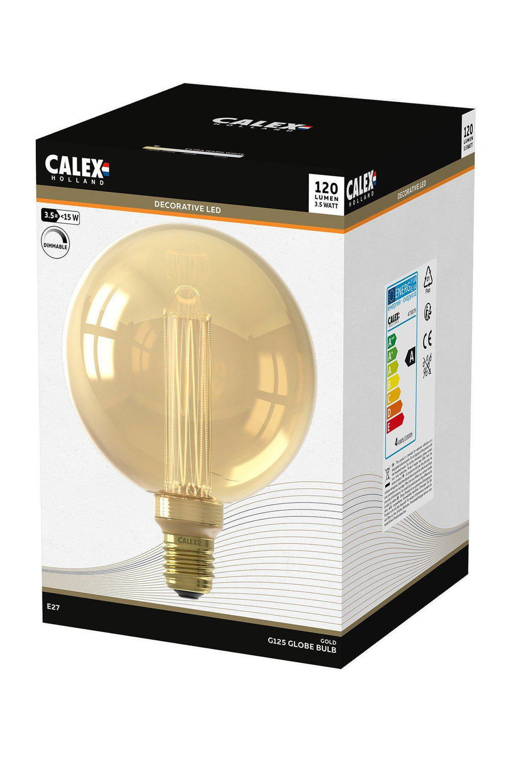 Calex 473879 | LED Gold Globe Bulb | E27 | G125 | 3.5W