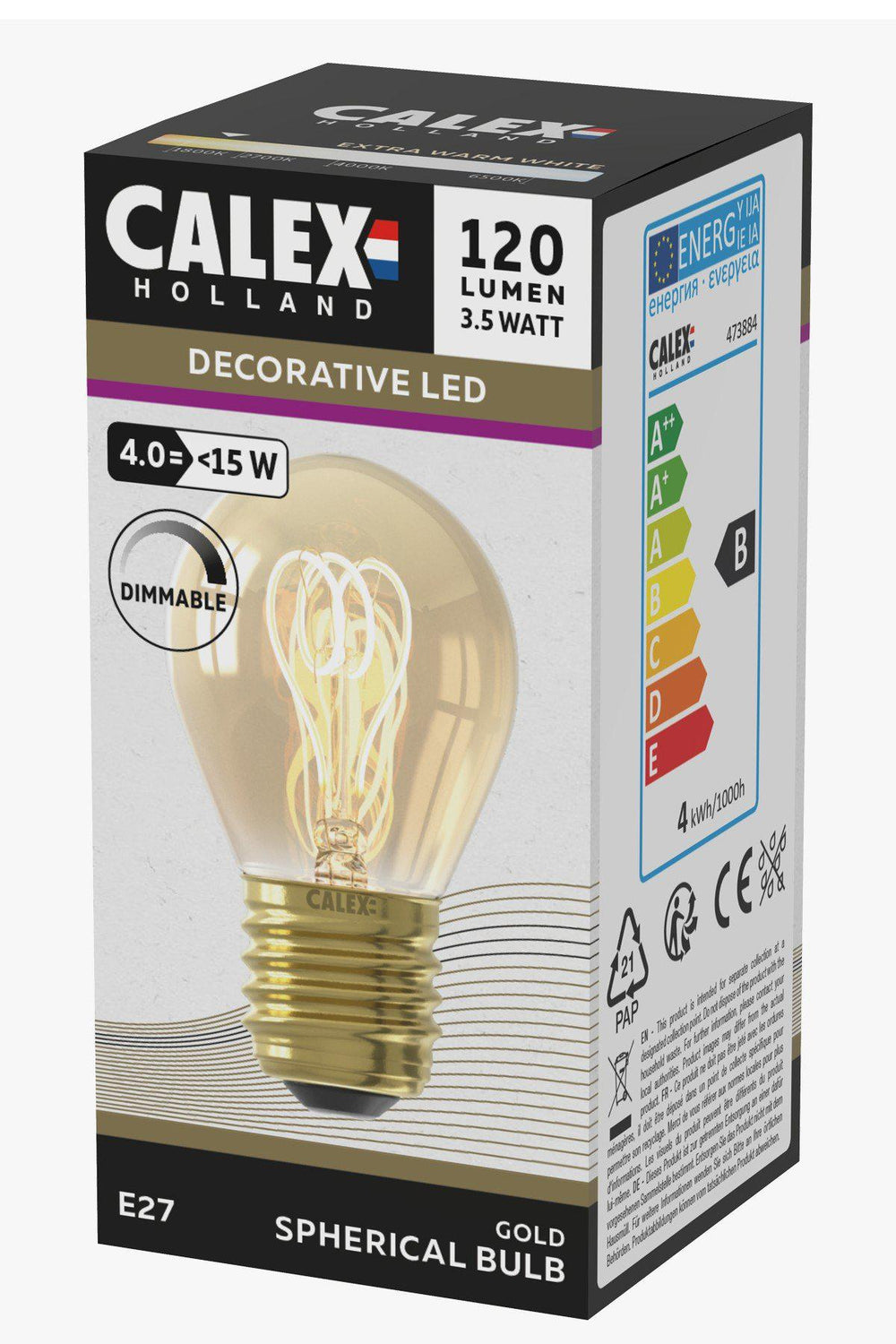 Calex 473884 | LED Spherical Bulb | E27 | 4W