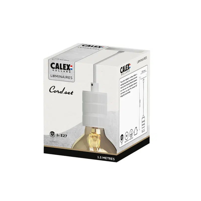 Calex 965244 | Single Decorative E27 Pendant Light Set in Matt White