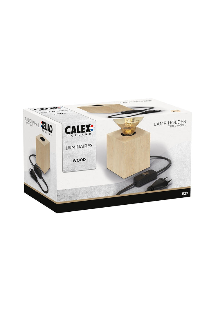 Calex Cube Lamp Base with in Natural Wood - 941016