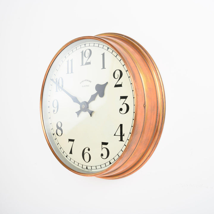 Coppered Brass Industrial Clock by Synchronome