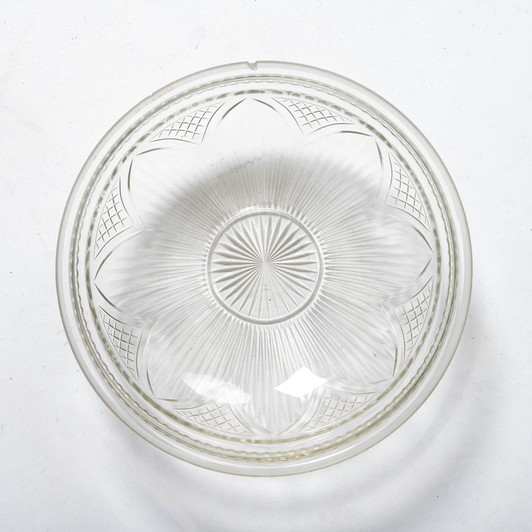 Decorative Open Panel Cast Bronze Flush to Ceiling Fitting with Exceptional Cut Crystal Bowl