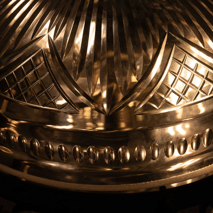 Decorative Open Panel Cast Bronze Flush to Ceiling Fitting with Exceptional Cut Crystal Bowl