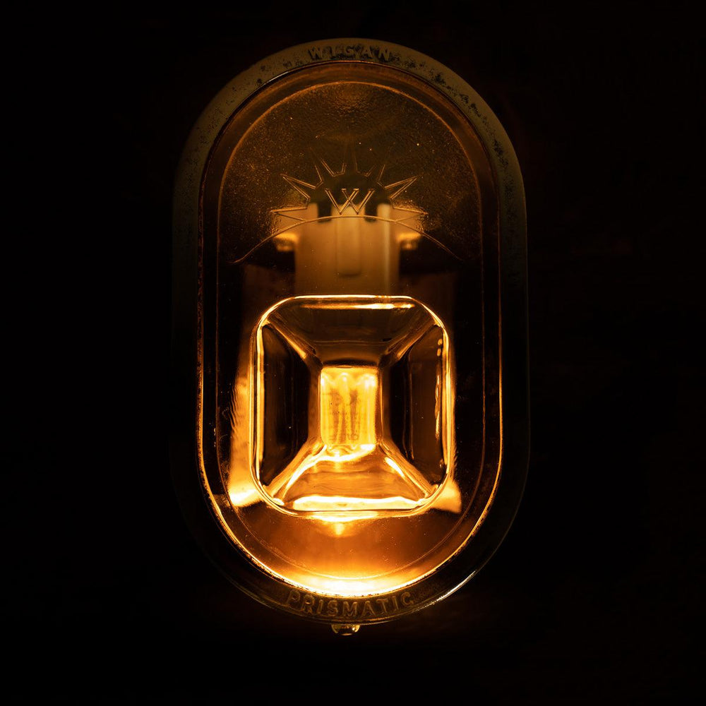 Decorative Prismatic Glass Industrial Bulkhead Wall Light by Heyes of Wigan
