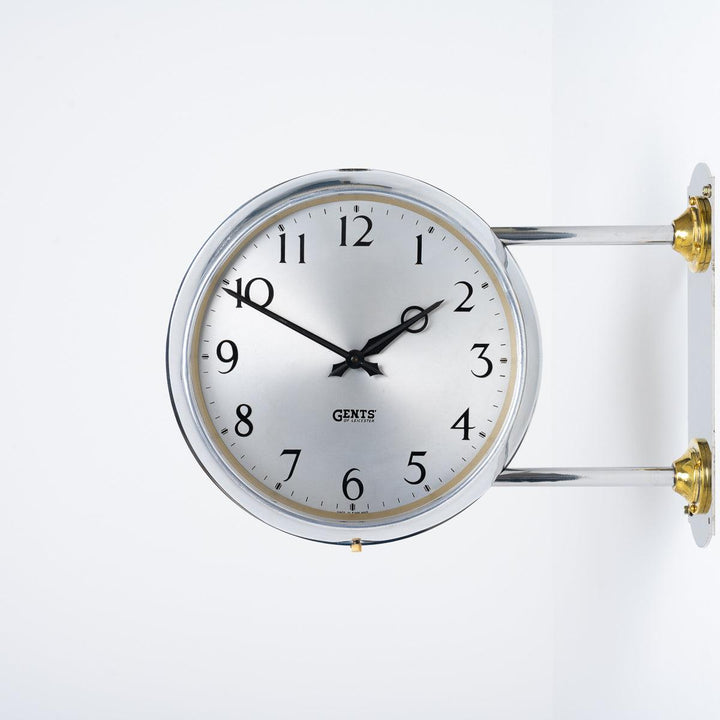 Double Sided Wall Mounted Clock by Gents of Leicester