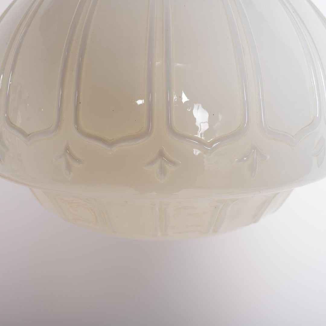EXTRA LARGE BENCOLITE DECORATIVE OPALINE PENDANT LIGHT WITH AGED COPPER FITTING