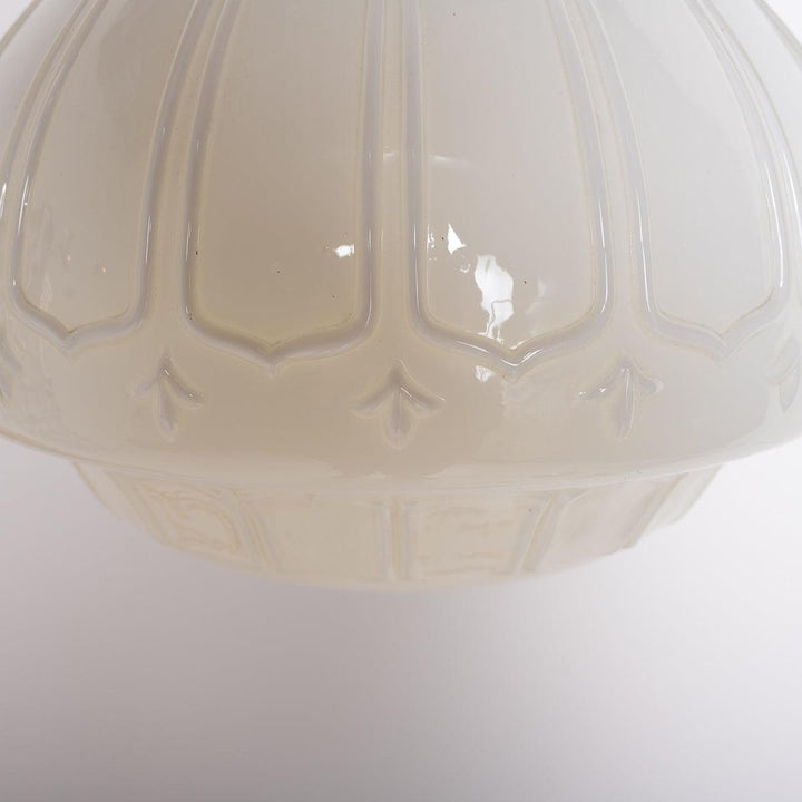 EXTRA LARGE BENCOLITE DECORATIVE OPALINE PENDANT LIGHT WITH AGED COPPER FITTING