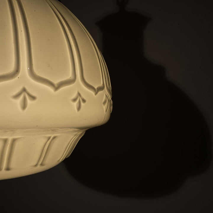 EXTRA LARGE BENCOLITE DECORATIVE OPALINE PENDANT LIGHT WITH AGED COPPER FITTING
