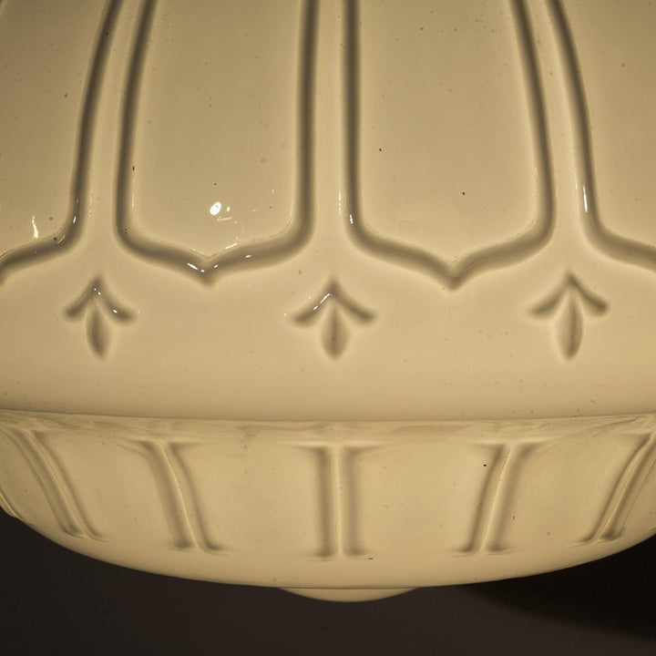 EXTRA LARGE BENCOLITE DECORATIVE OPALINE PENDANT LIGHT WITH AGED COPPER FITTING