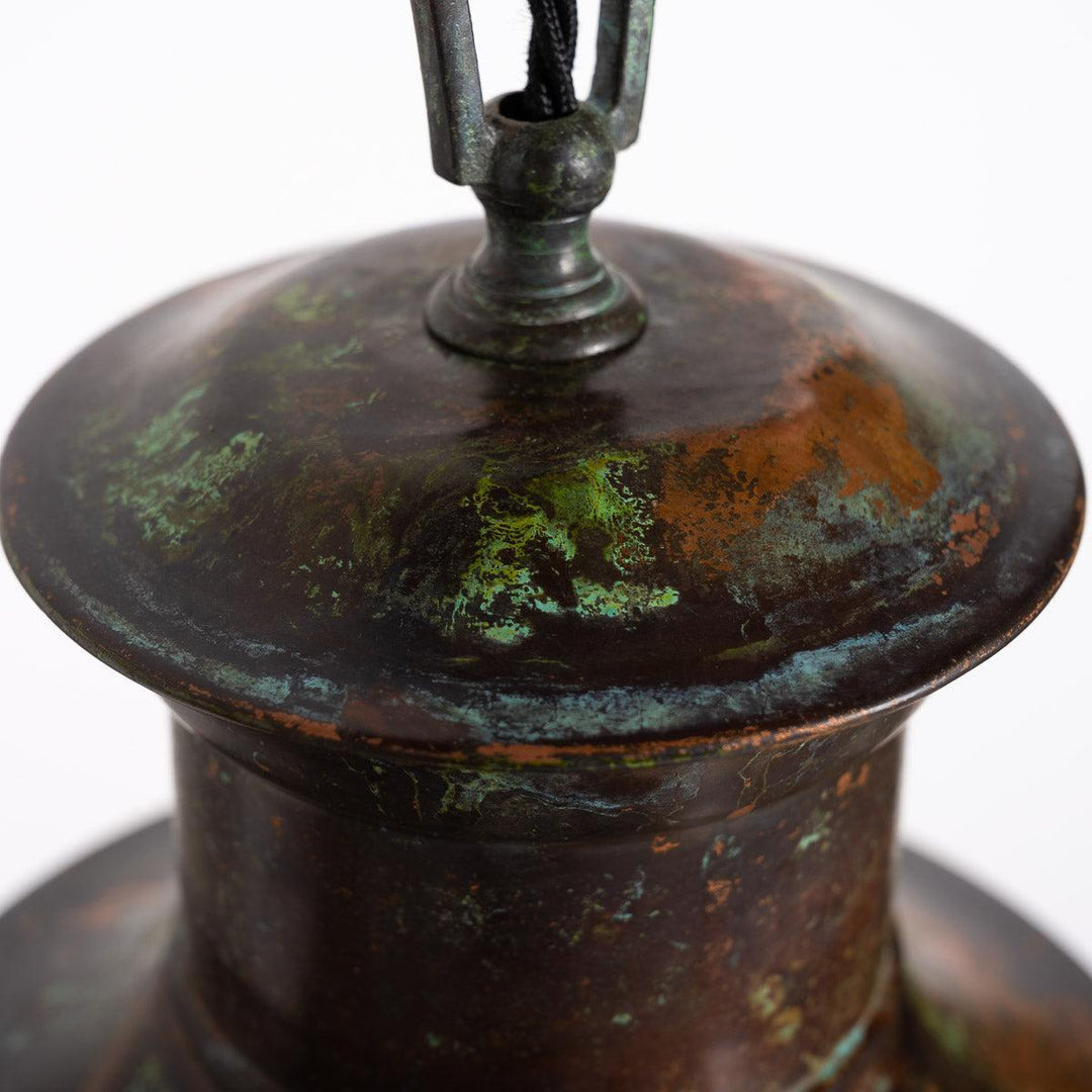 EXTRA LARGE BENCOLITE DECORATIVE OPALINE PENDANT LIGHT WITH AGED COPPER FITTING