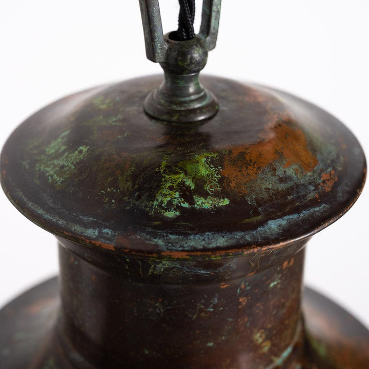 EXTRA LARGE BENCOLITE DECORATIVE OPALINE PENDANT LIGHT WITH AGED COPPER FITTING