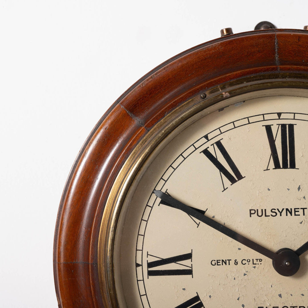 Early Antique Timber Cased Pul-Syn-Etic Slave Clock by Gent & Co Limited, Leicester