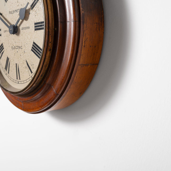 Early Antique Timber Cased Pul-Syn-Etic Slave Clock by Gent & Co Limited, Leicester
