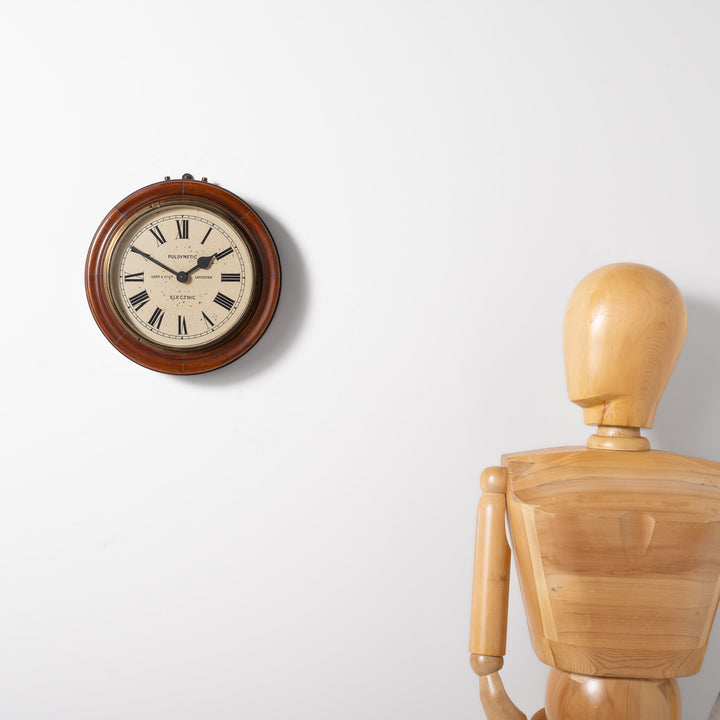 Early Antique Timber Cased Pul-Syn-Etic Slave Clock by Gent & Co Limited, Leicester