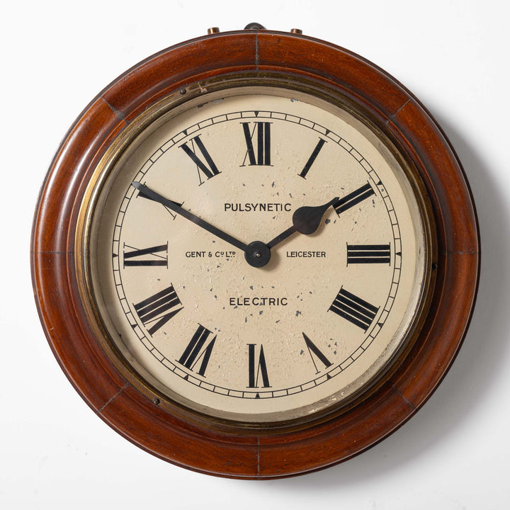 Early Antique Timber Cased Pul-Syn-Etic Slave Clock by Gent & Co Limited, Leicester
