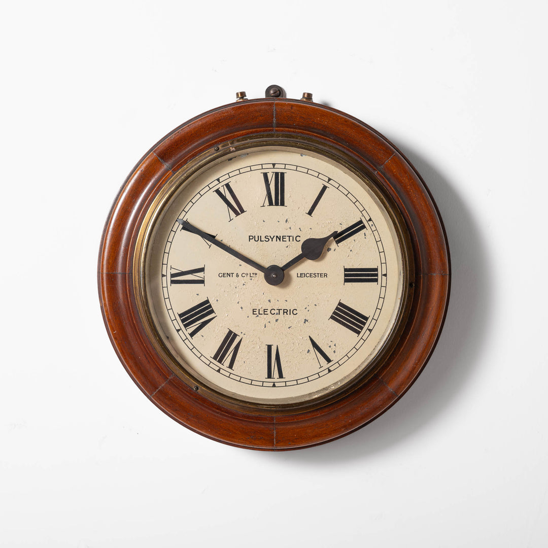 Early Antique Timber Cased Pul-Syn-Etic Slave Clock by Gent & Co Limited, Leicester