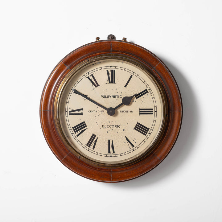 Early Antique Timber Cased Pul-Syn-Etic Slave Clock by Gent & Co Limited, Leicester