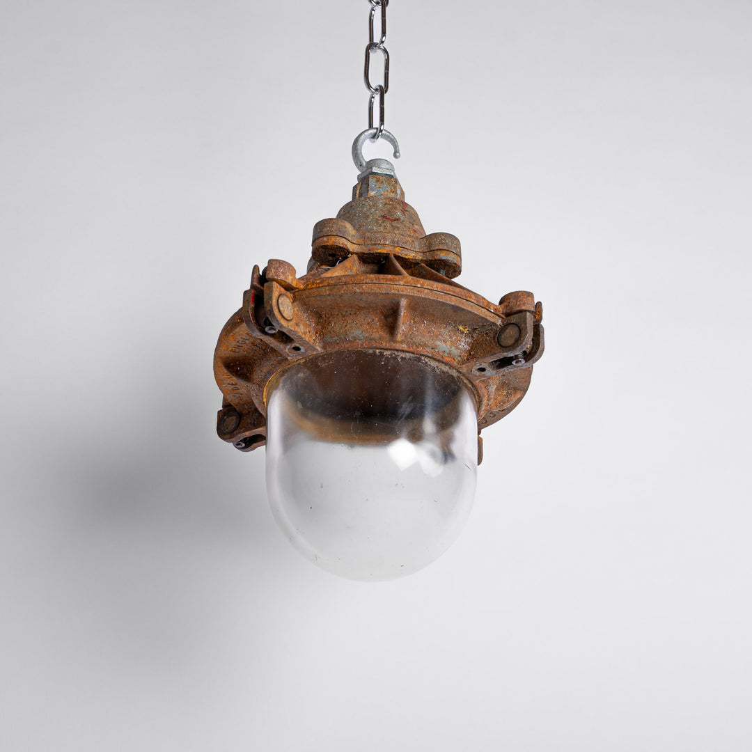 Early Cast Iron Flameproof Industrial Pendant Lights by G.E.C