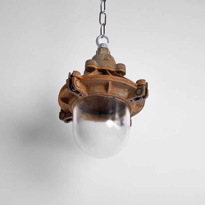 Early Cast Iron Flameproof Industrial Pendant Lights by G.E.C