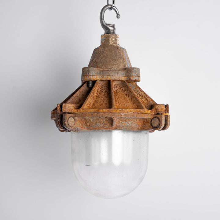 Early Cast Iron Flameproof Industrial Pendant Lights by G.E.C