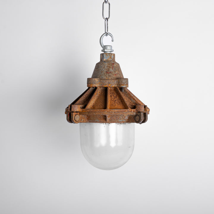 Early Cast Iron Flameproof Industrial Pendant Lights by G.E.C