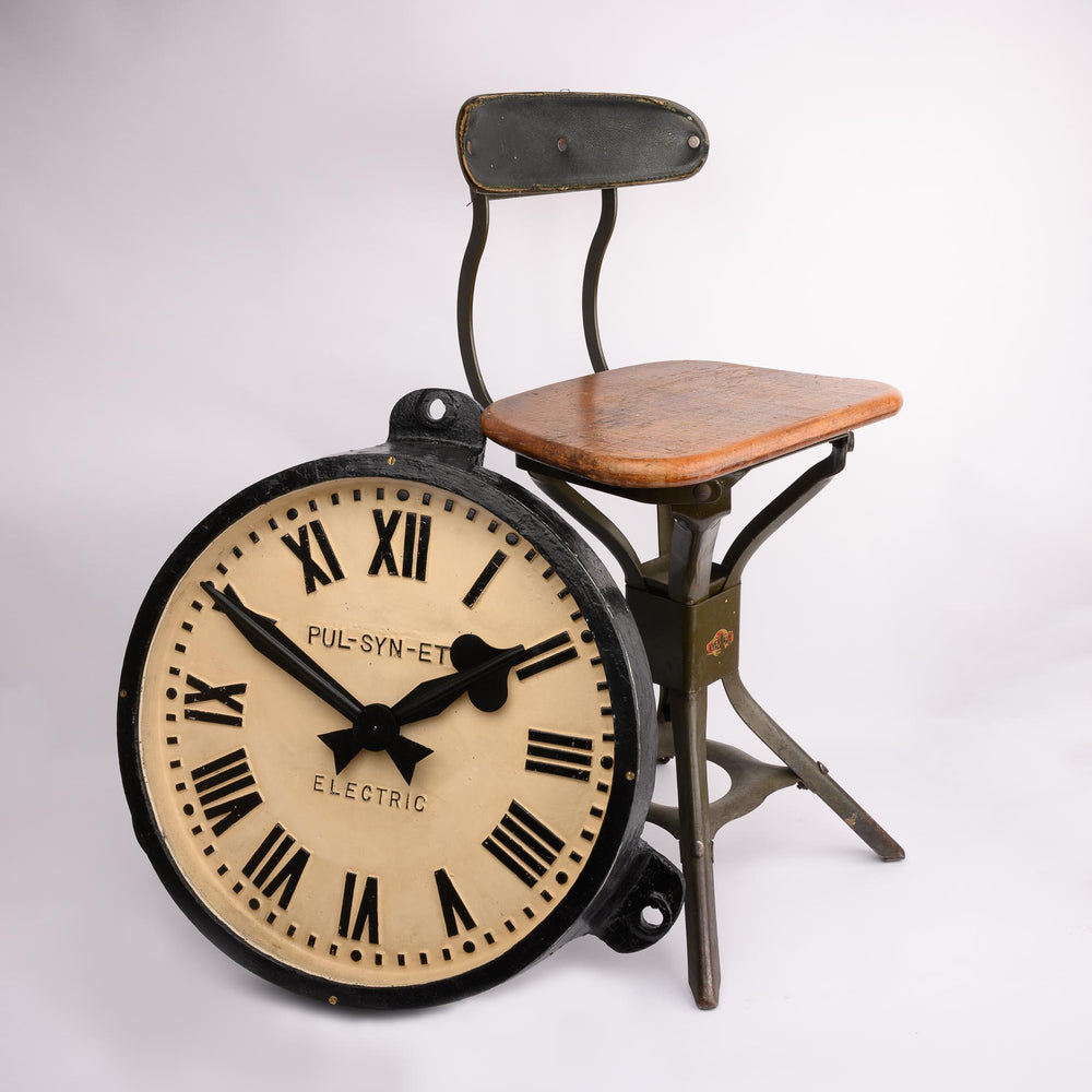 Early PUL-SYN-ETIC Cast Iron Station Clock by Gents of Leicester