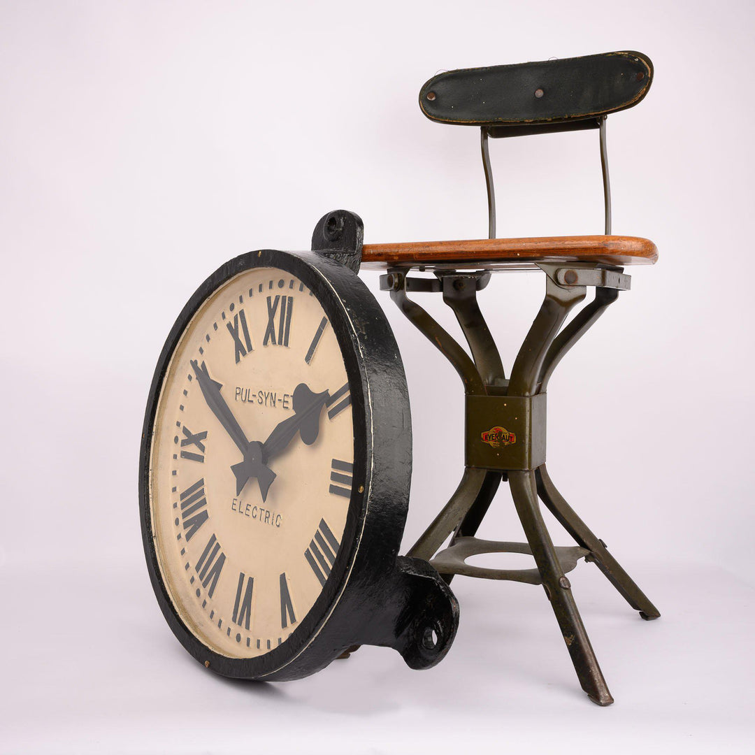 Early PUL-SYN-ETIC Cast Iron Station Clock by Gents of Leicester