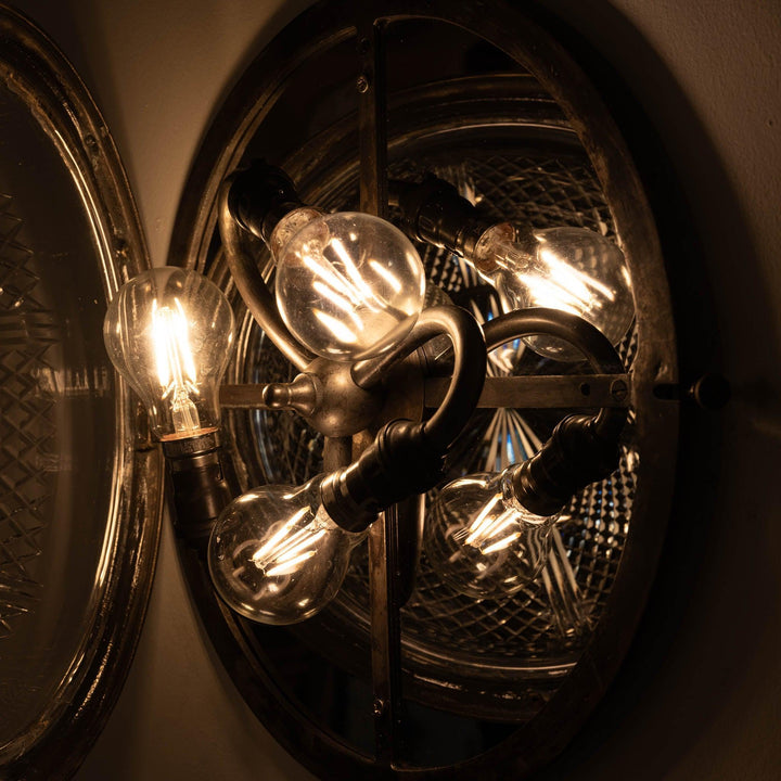 Exceptional English Antique Crystal Bowl Flush to Ceiling Light Fitting by GEC