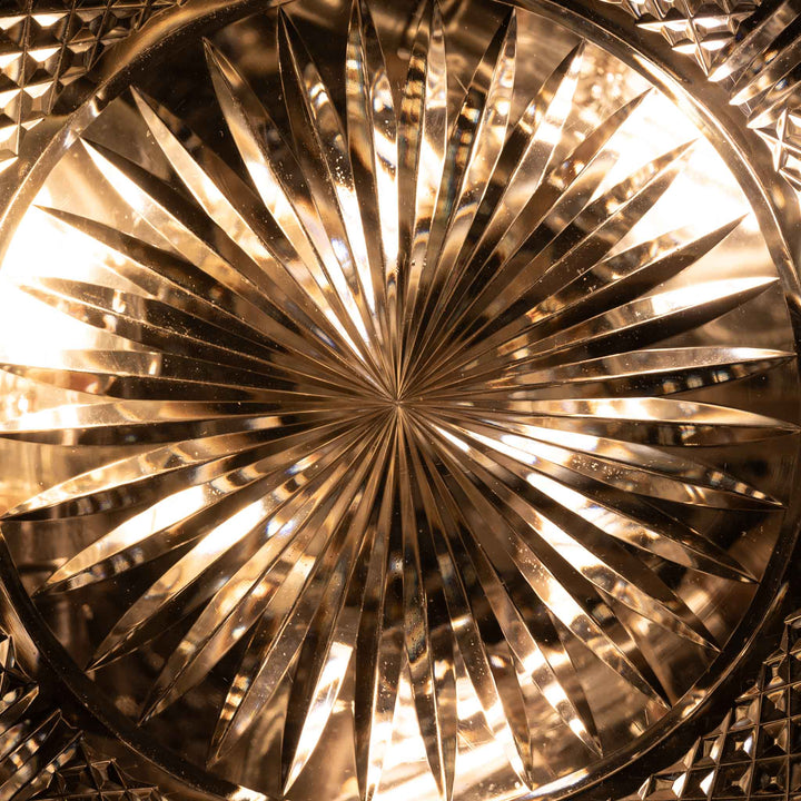 Exceptional English Antique Crystal Bowl Flush to Ceiling Light Fitting by GEC