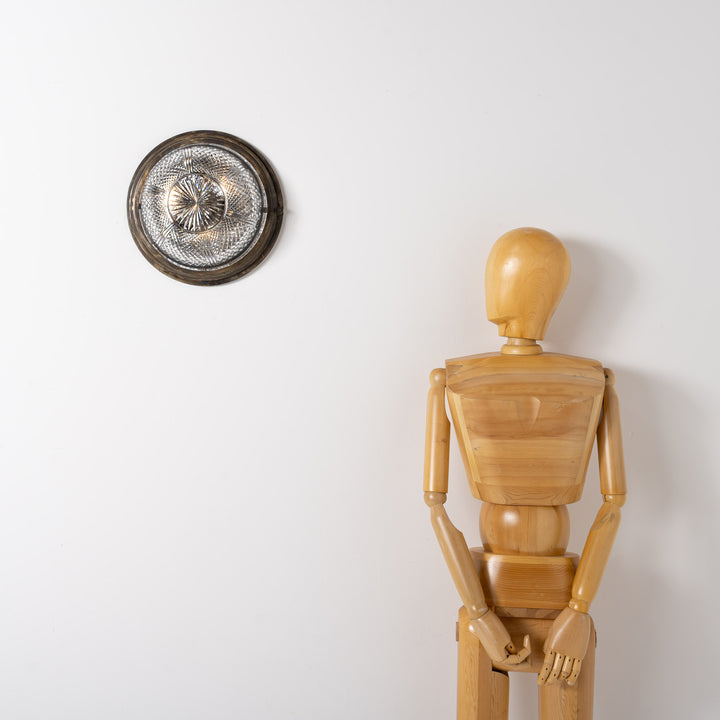 Exceptional English Antique Crystal Bowl Flush to Ceiling Light Fitting by GEC