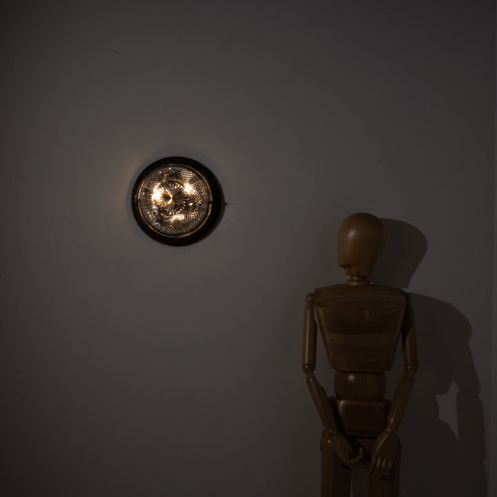 Exceptional English Antique Crystal Bowl Flush to Ceiling Light Fitting by GEC