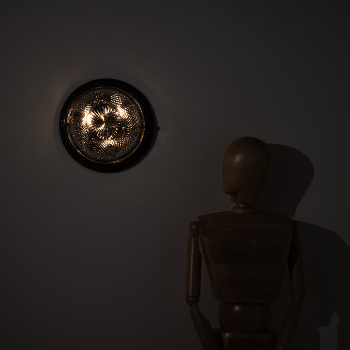 Exceptional English Antique Crystal Bowl Flush to Ceiling Light Fitting by GEC