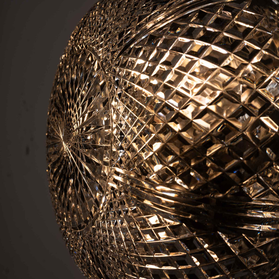 Exceptional English Antique Crystal Bowl Flush to Ceiling Light Fitting by GEC