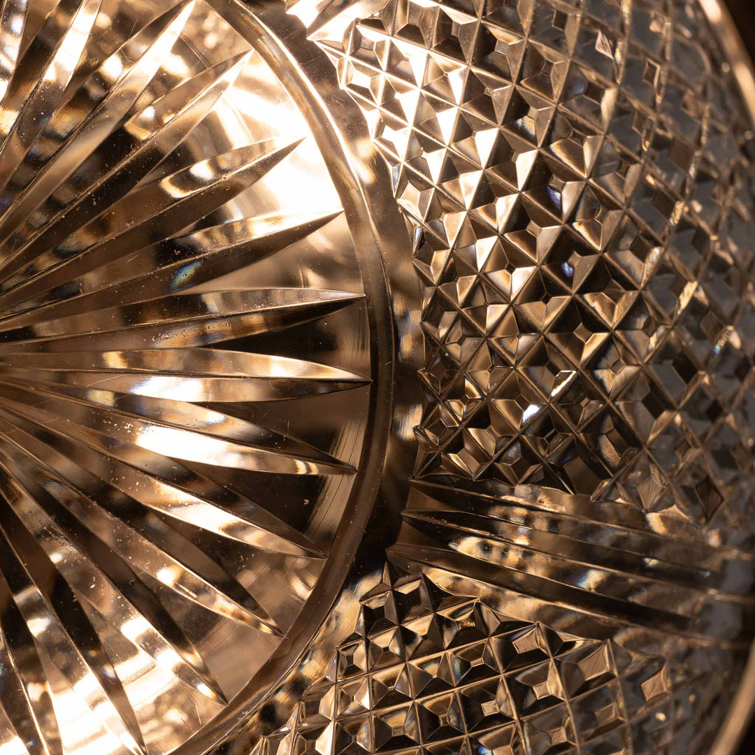 Exceptional English Antique Crystal Bowl Flush to Ceiling Light Fitting by GEC